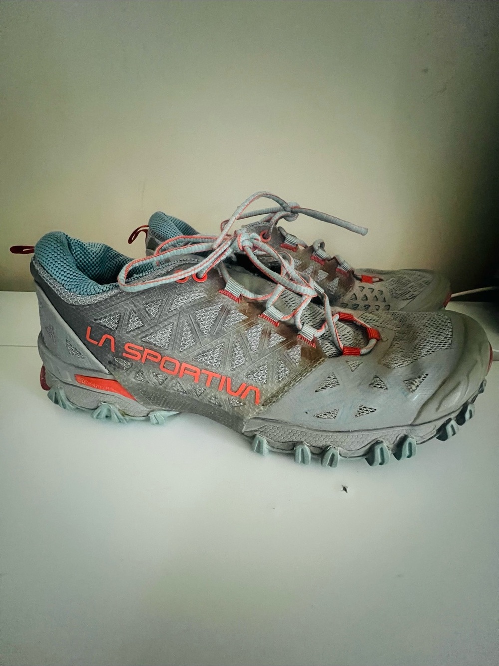 La Sportiva Women's Trail Shoes in Teal with Coral Accents